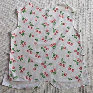 Women's Medium Cherries Pattern Open Sides Sleeveless Blouse Top Shirt